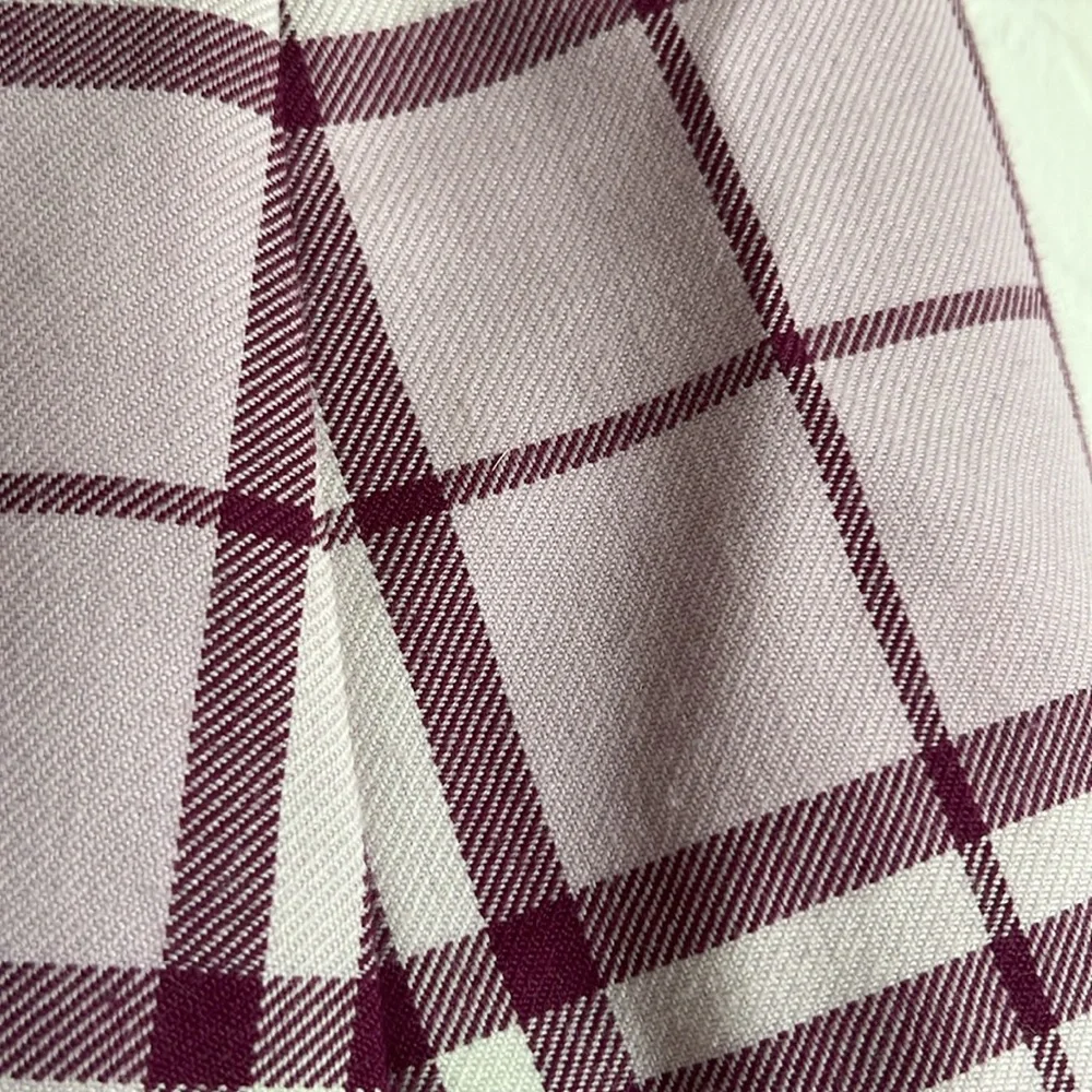 Burberry Girls Purple Plaid Pleated Wool Blend Mini Skirt